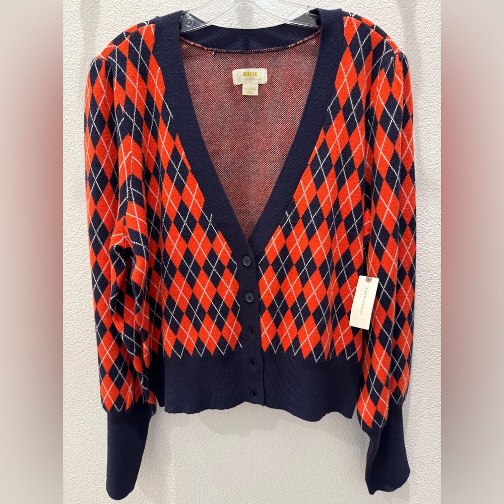 Anthropologie Argyle Cardigan